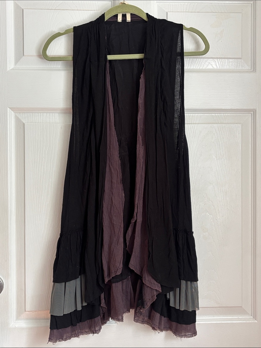 Free People open front layered ruffle bottom Viscose sz Small boho grunge witch